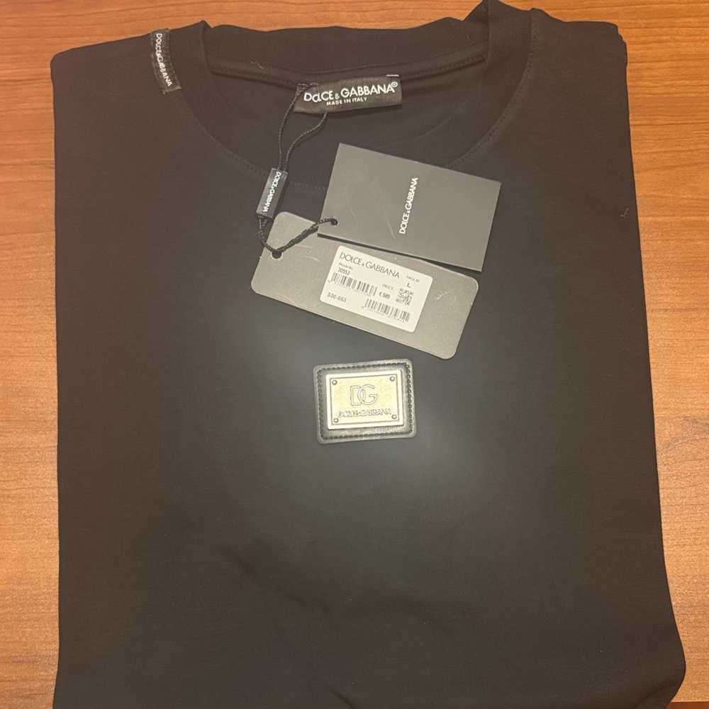 Dolce & Gabbana Men's Black Tee with Logo Patch
